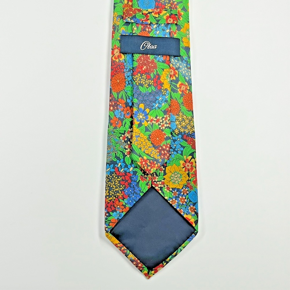 Otaa Australia 100% Cotton Hand-Made XL Necktie Bold Vibrant Colorful Floral 61" - Picture 5 of 9